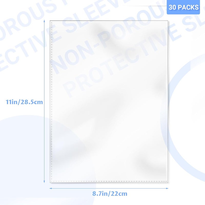 VOKOY 30 Pack No Holes Sheet Protectors, 8.5" x 11", Letter Size Heavy Duty Clear View Page Sleeves Protectors, Clear Paper Document Artwork Protectors - Image 2